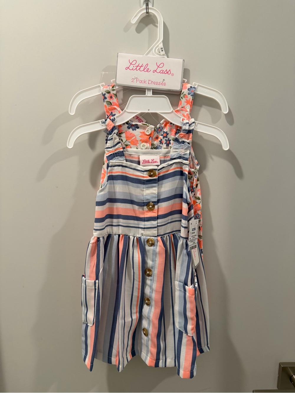 NWT 24 Months Girl Little Lass Floral & Striped Dress 2-Pack